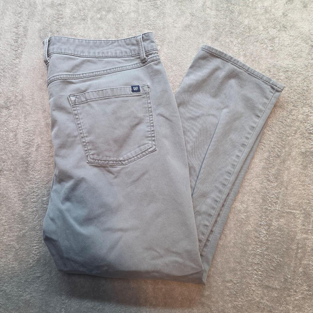 Gap Chino Pants Mens 38x30 Gray Stretch Flat Front Straight Leg Casual